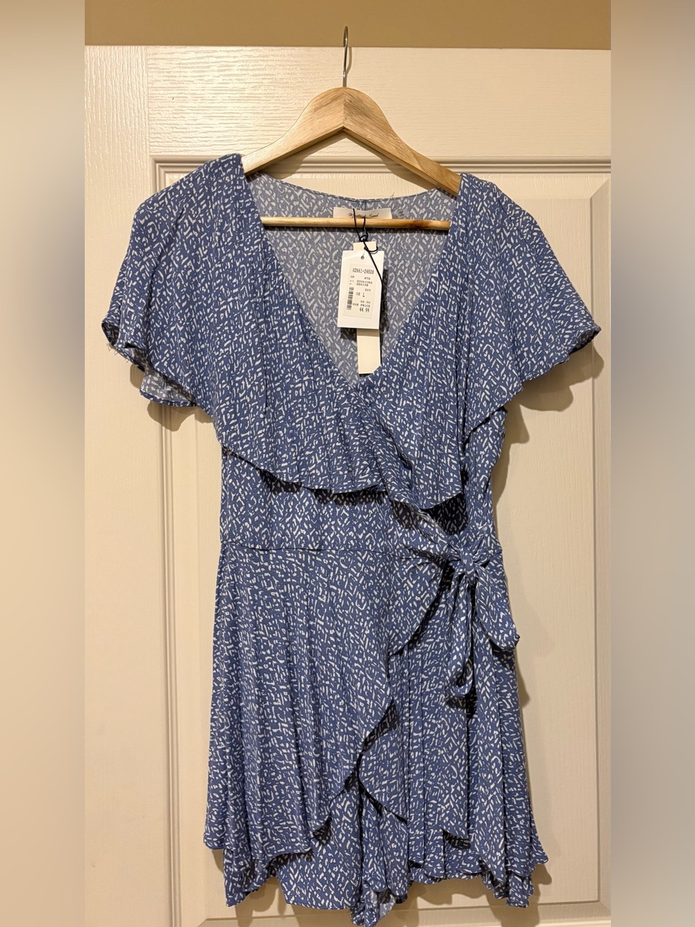 Mustard Seed Wrap Style Blue Printed Romper